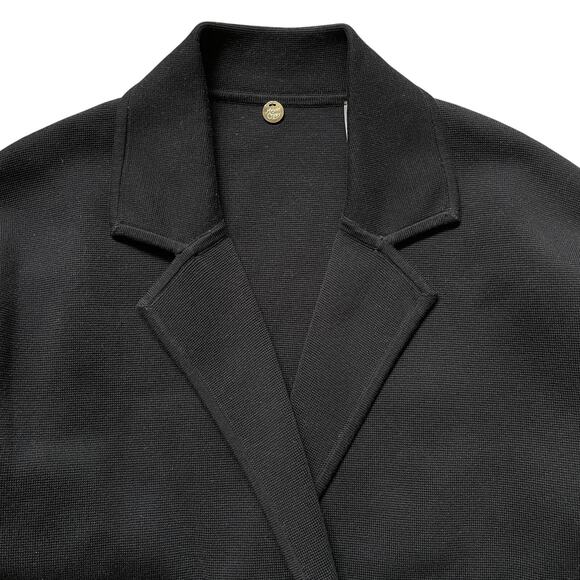 Margaret O’Leary Knit Blazer M | Black, Double Breasted, Soft Cotton Blend - Picture 2 of 5